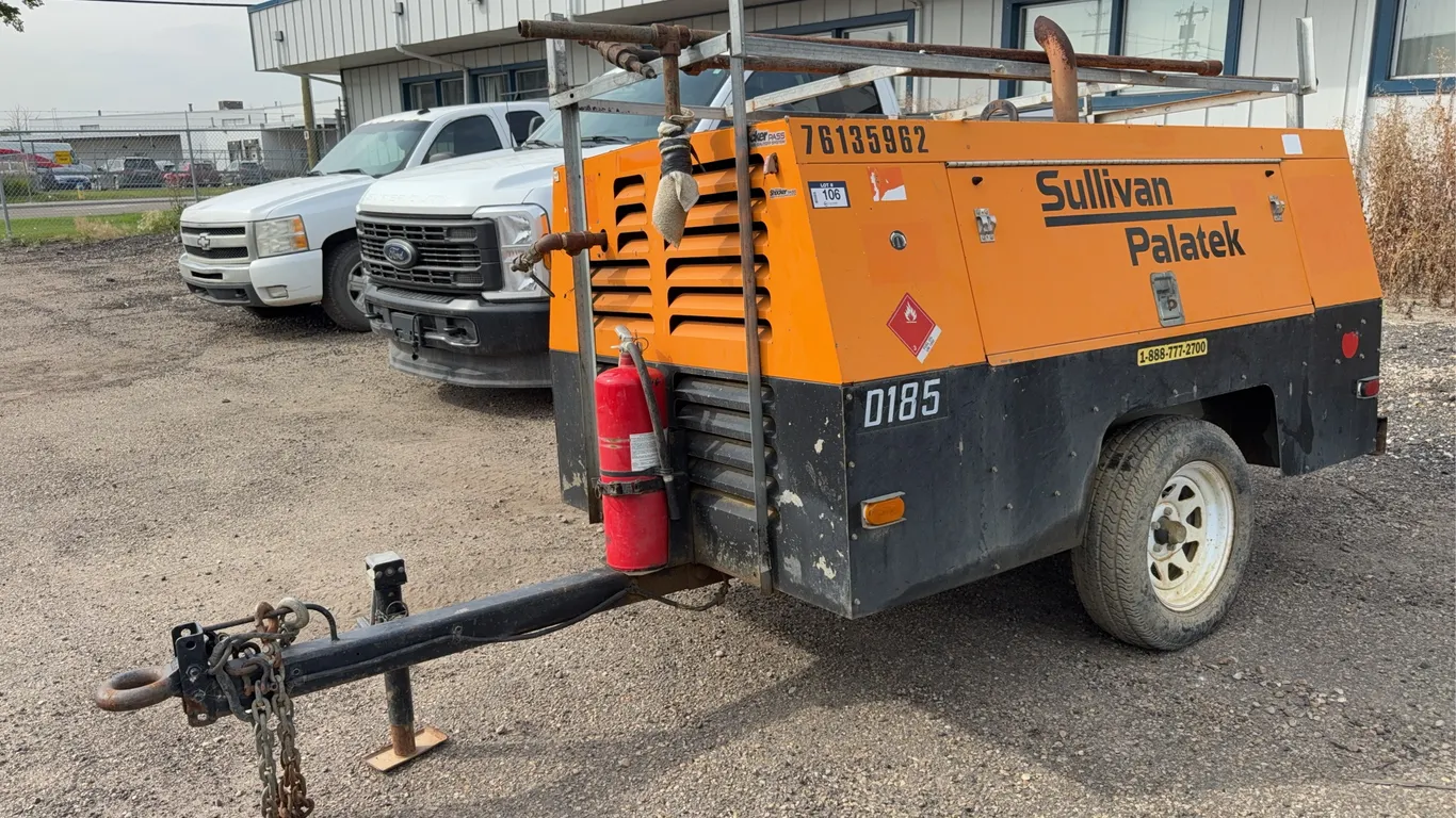 2010 Sullivan Palatek D185PJD S/A Towable Rotary Screw Compressor, 7,760hrs Showing, VIN#: 4YACC1213AM029741