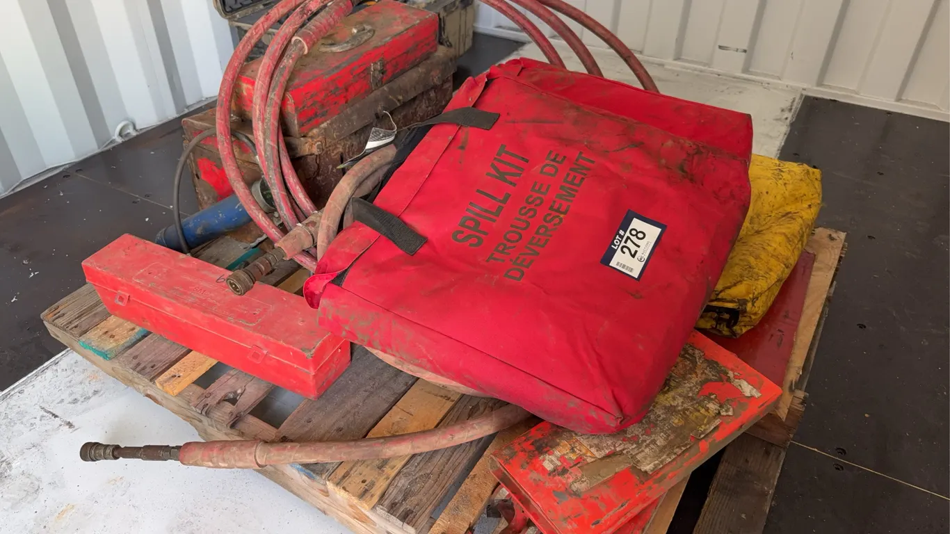 Pallet of Asst. Spill Kits, Hose, Tool Boxes, etc.