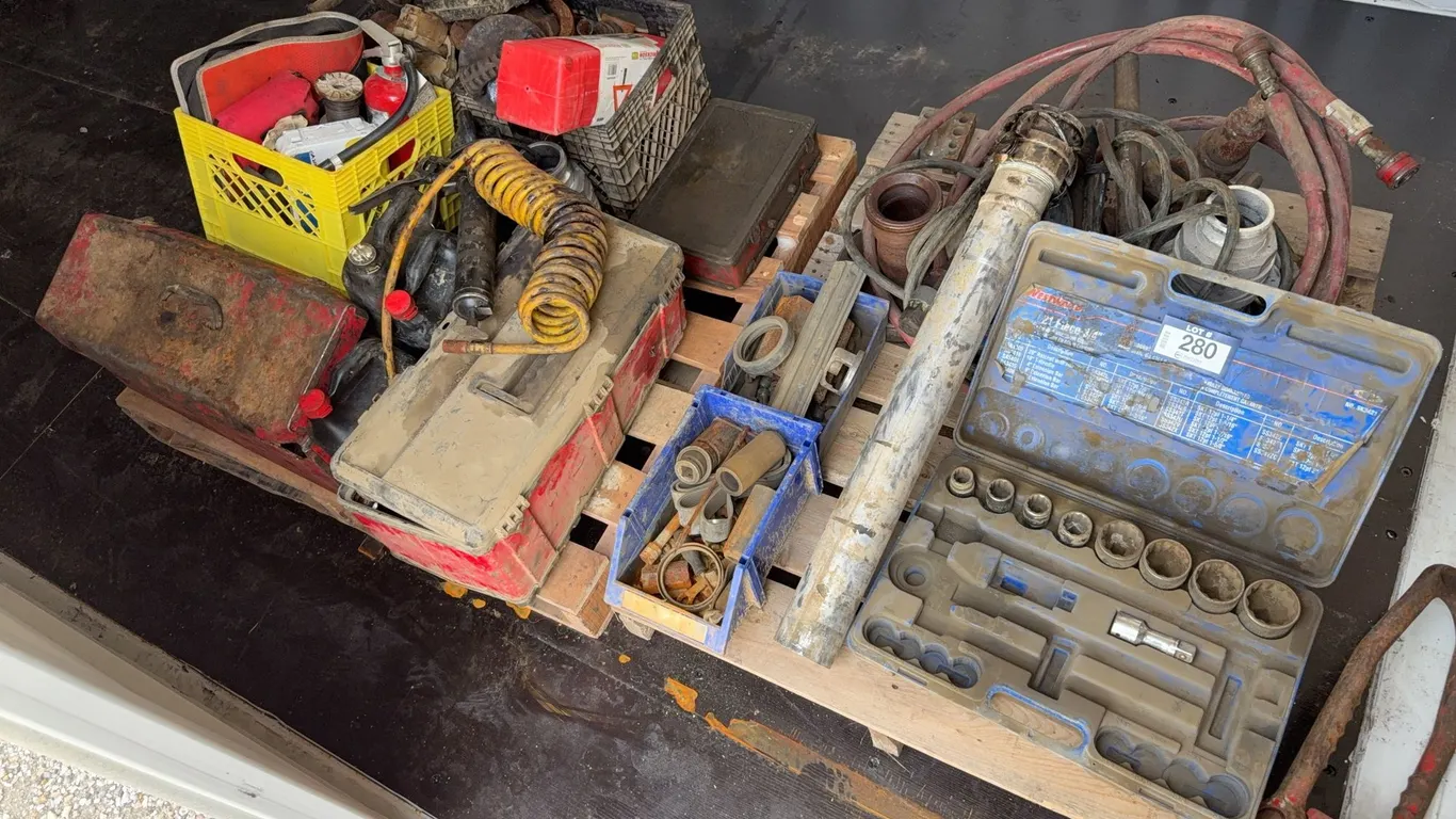 Lot of (2) Pallets of Asst. Tool Boxes, Fluids, Cock Block, etc.