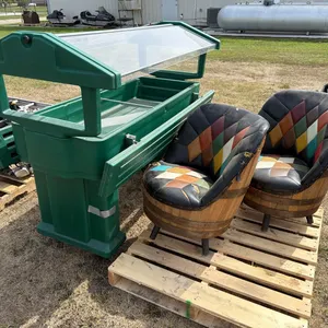 Cambro plastic buffet stand w/ whiskey barrel chairs & unused Cimarron 52” ceiling fan