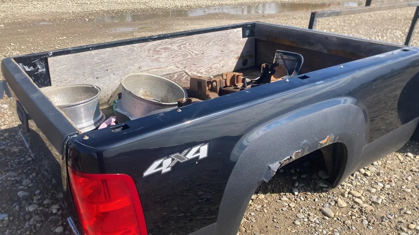 8’ Black Truck Box for 2011 2500 Chevy with Hitch and Bumper