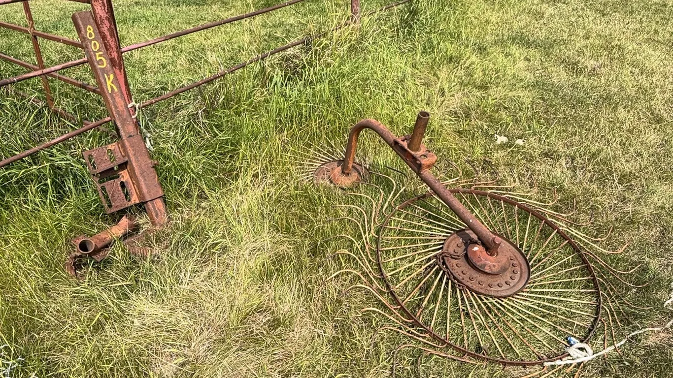 **OFF SITE** Two Wheel Hay Rake Attachment for Pickup Truck.