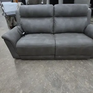 Gray Two-Seat Leather / Leather-Style Reclining Sofa with Power Cord, 82” Wide