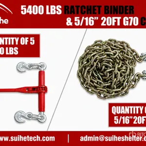 Quantity of (5) 2026 Suihe BC-5400 5400 lb Ratchet Binders & (10) 20 ft Chains (Unused)