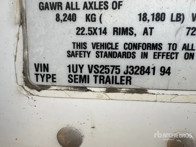 2018 Utility 57 ft x 102 in T/A Van Trailer