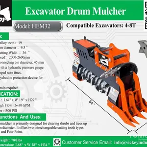 2026 Handy HEM32 Excavator Mulcher - Fits Cat 306/307 (Unused)