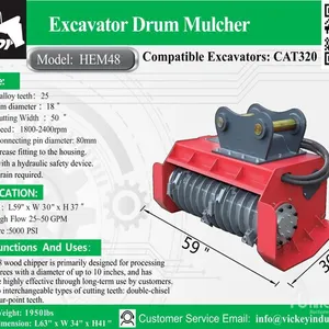 2026 Handy HEM48 48 in Excavator Mulcher - Fits Cat 320 (Unused)