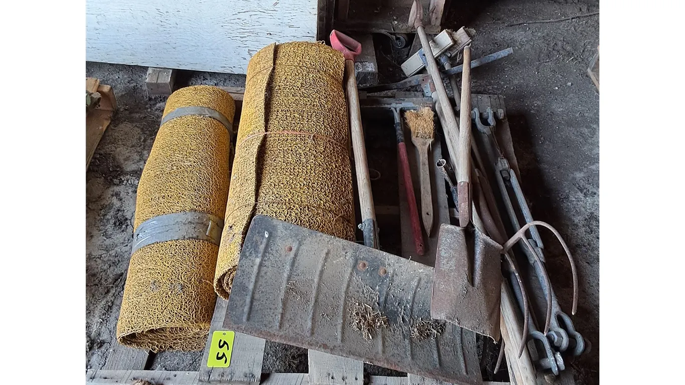 Mesh Carpet, Turn Buckles, Shovels, Fork, Brooms