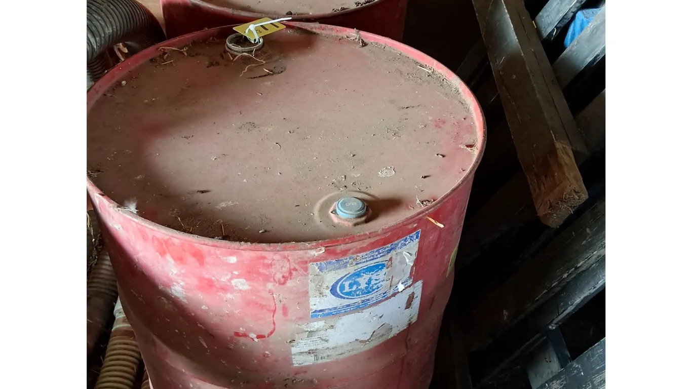 (2) 45 Gal Steel Barrels, Wooden Livestock Rack