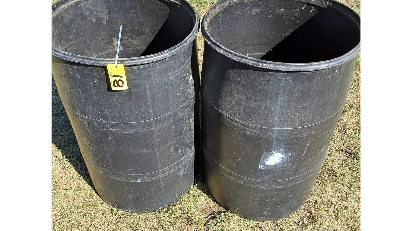 (2) Black 208 Litre (55 US Gallon) Drums
