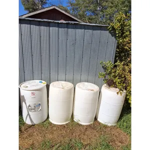 (4) White 208 Litre (55 US Gallon) Drums w/Lids