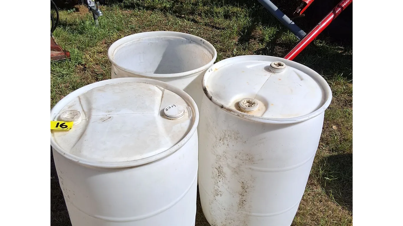 (3) White 208 Litre (55 US Gallon) Drums