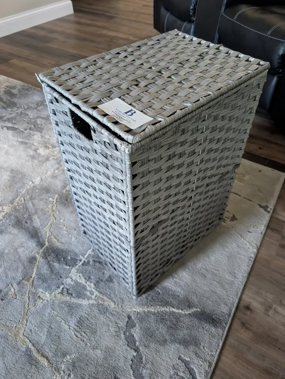 Wicker Clothes Hamper, and Canvas Shoe Rack