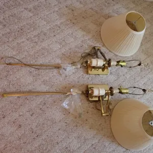 Pair of Brass-Tone Swing-Arm Wall Lamps