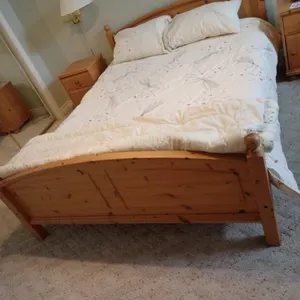 IKEA Pine Queen Bed with King Koil Mattress