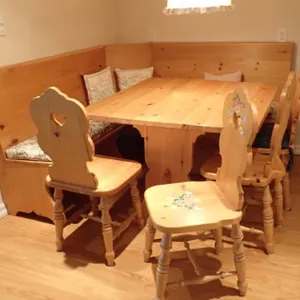 Pine Corner Dining Nook Set with Table and Four Chairs