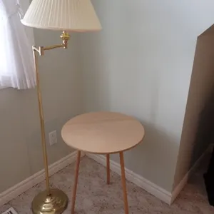 Brass Accent Floor Lamp and Display Table