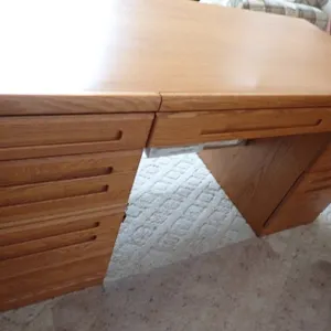 Oak-Faced Office Desk with Locking File Drawers