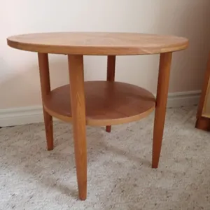 Rounded Teak-like Night Stand