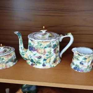 “Fruitful Thoughts” Three-Piece Porcelain Tea Set