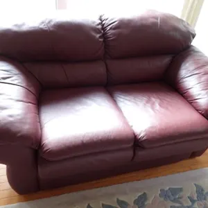 Burgundy Leather Loveseat