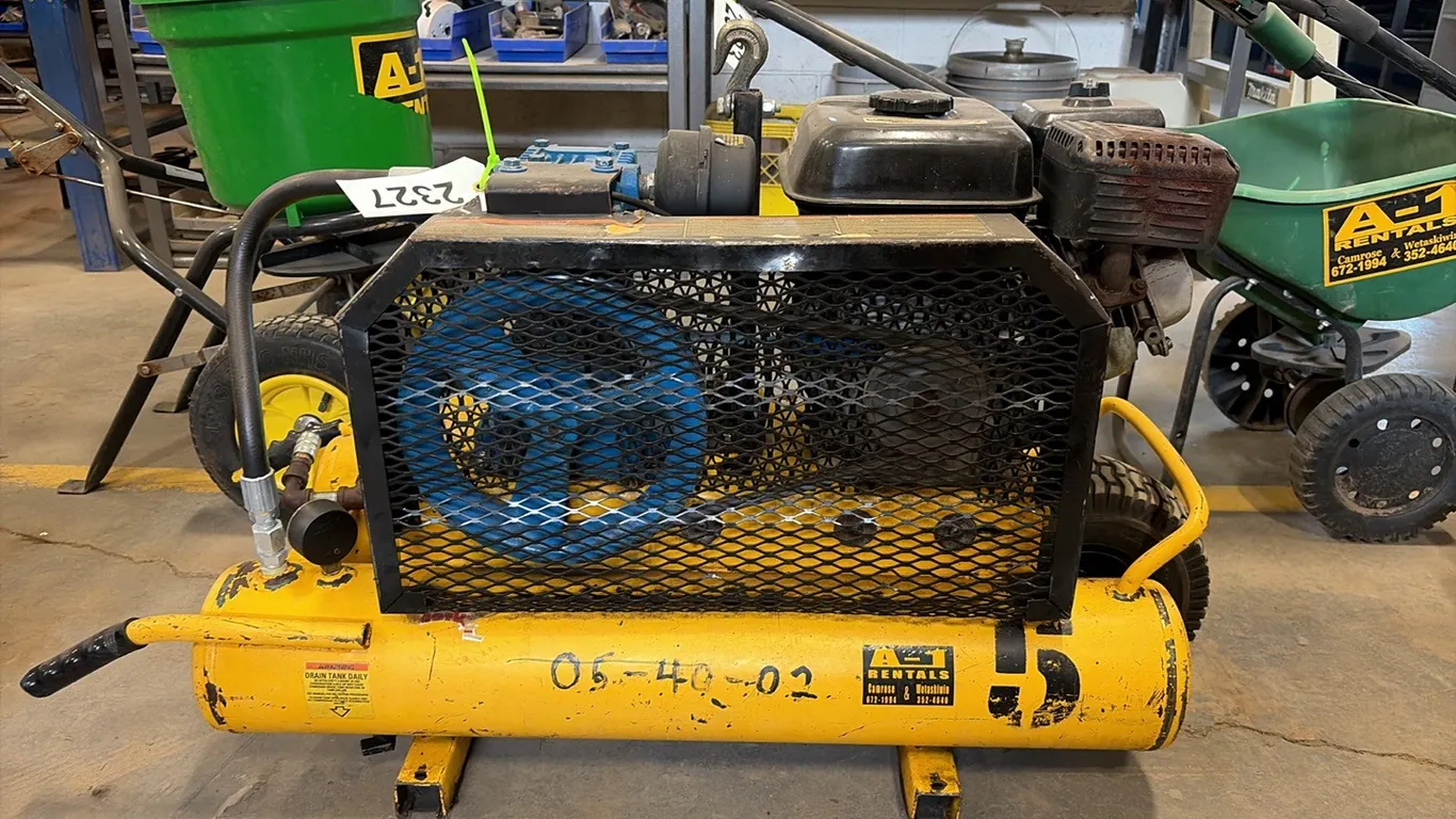 WHEELBARROW TYPE TWIN TANK GAS DRIVEN AIR COMPRESSOR