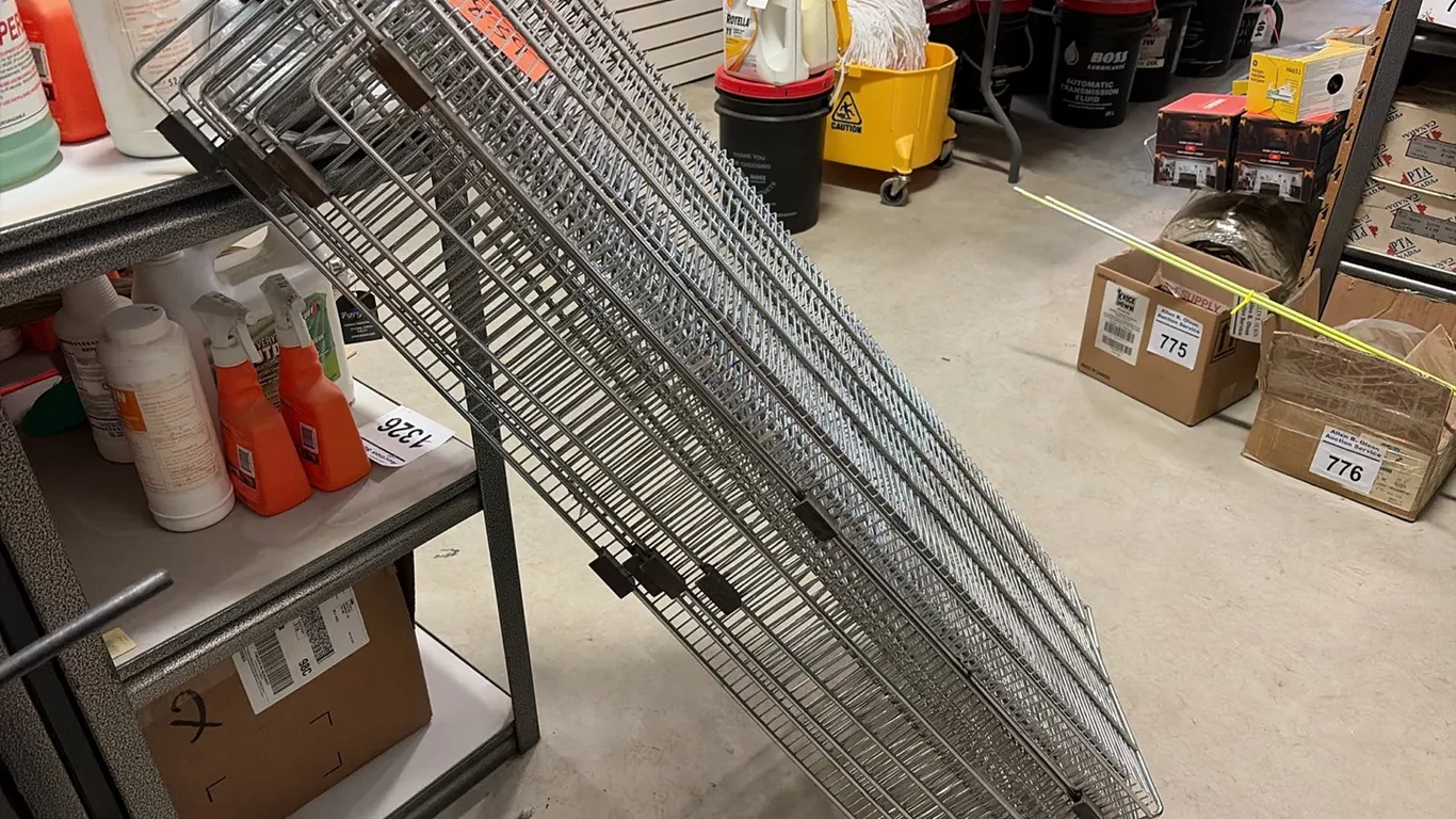 6 - 47 1/2"L METAL TRAY RACKS TO FIT SLIDING HOOK BOARDS