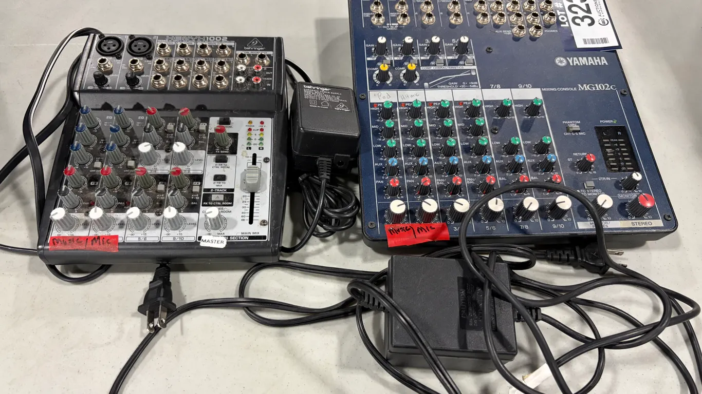 YAMAHA MG102C & BEHRINGER XENYX 1002 ANALOG AUDIO MIXERS