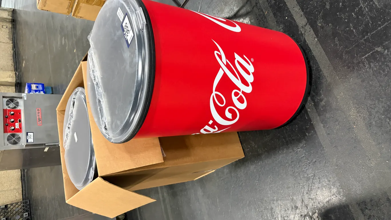 (2) COCA-COLA IOWA ROTOCAST PLASTIC ICE HAWK BEVERAGE COOLERS
