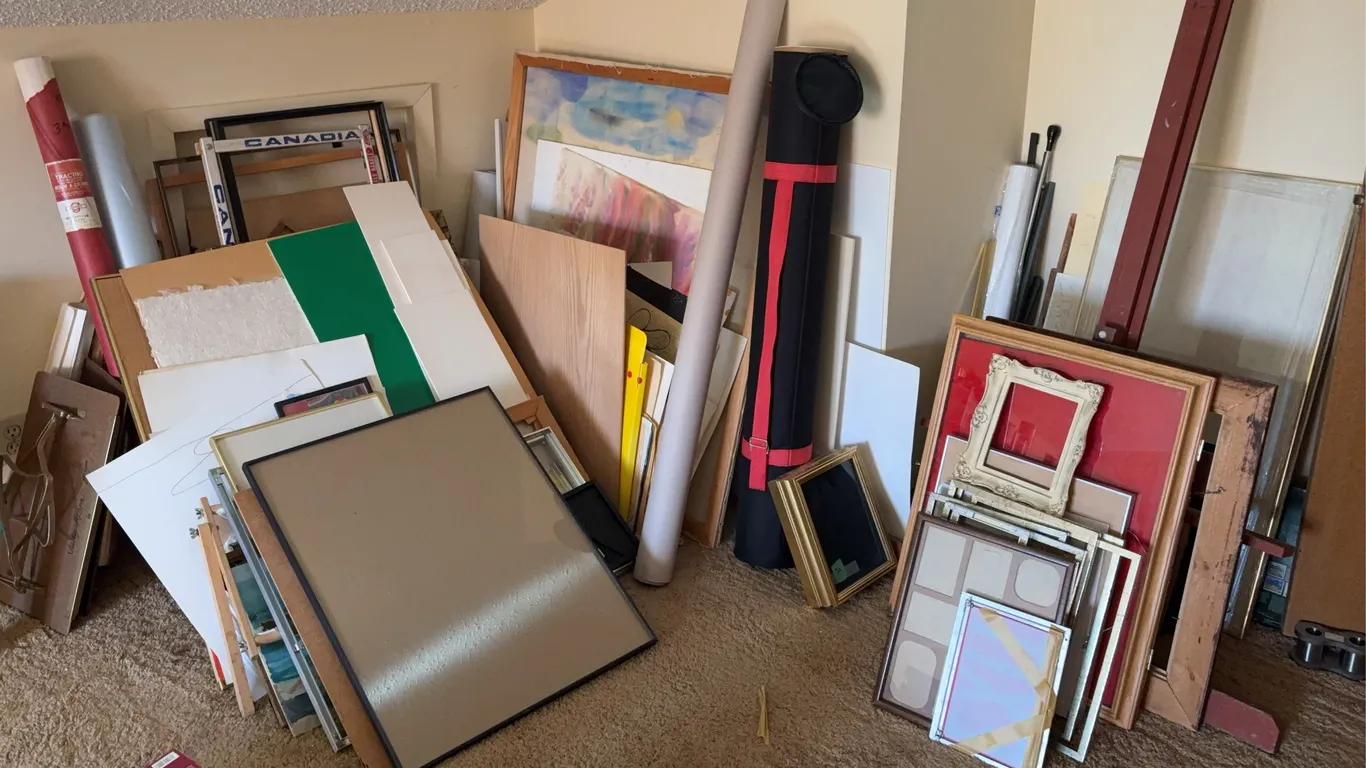 Lot of Picture Frames, Mats & Art Display Supplies