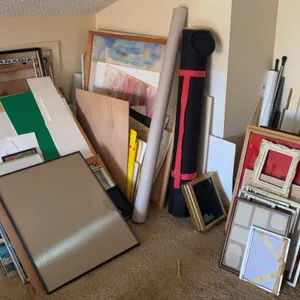 Lot of Picture Frames, Mats & Art Display Supplies