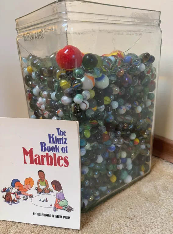 Large Marble Collection with Glass Display Jar & Marble Book