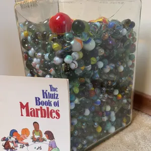Large Marble Collection with Glass Display Jar & Marble Book