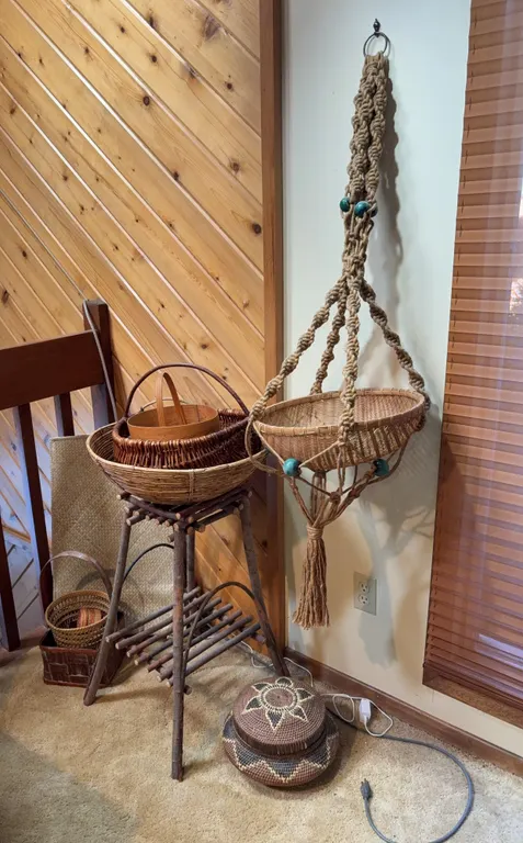 Decorative Basket, Plant Hanger & Rustic Décor Lot