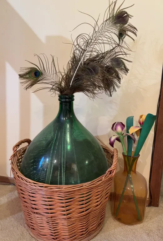 Decorative Demijohn Glass Bottle & Basket Décor Lot