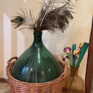 Decorative Demijohn Glass Bottle & Basket Décor Lot