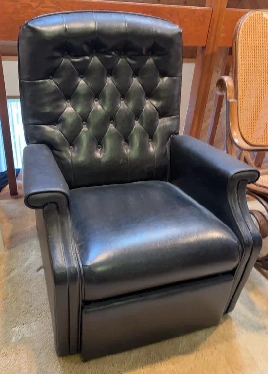 Black Tufted Recliner Chair with Footrest