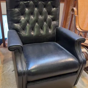 Black Tufted Recliner Chair with Footrest