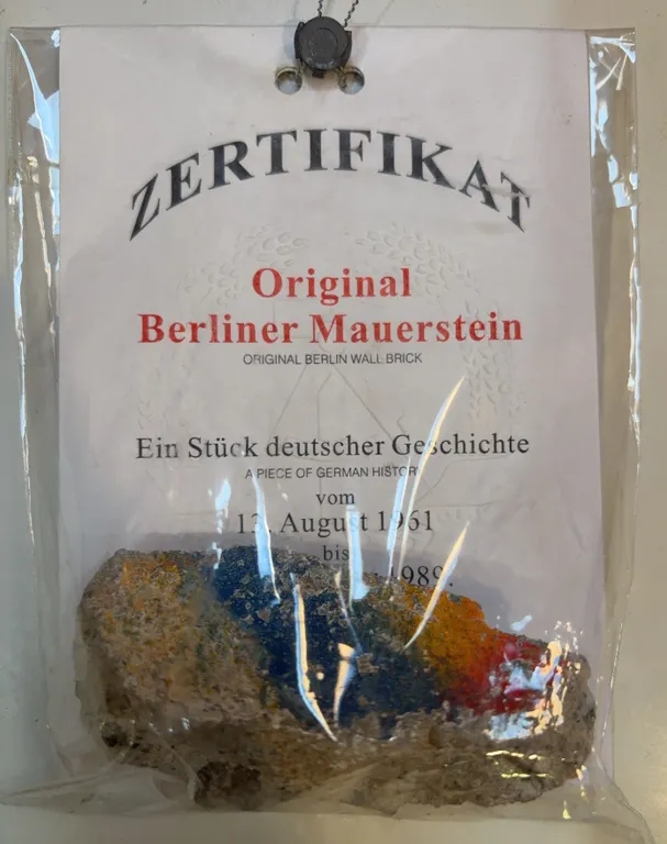 Berlin Wall Fragment with Certificate of Authenticity