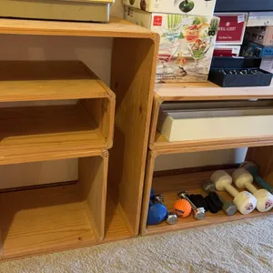 Modular Wooden Storage Crates & Display Shelving Lot