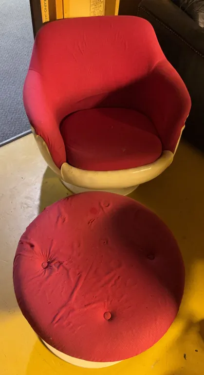 Mid-Century Style Swivel Chair with Ottoman
