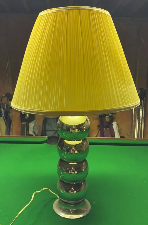 Vintage Chrome Ball Table Lamp with Pleated Shade