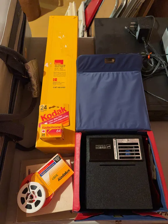 Vintage GAF Slide Projector & Kodak Film Supplies Lot