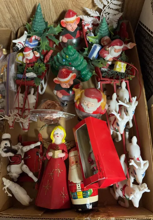 Vintage Christmas Figurines & Plastic Holiday Decorations Lot