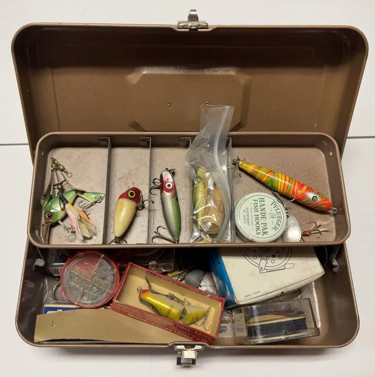 Vintage Fishing Lures, Tackle & Metal Tackle Box