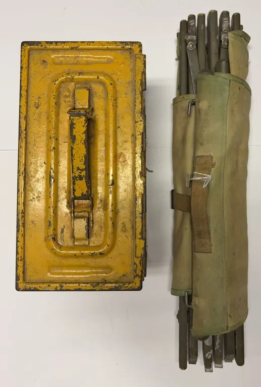 Vintage Folding Camp Stool & Metal Utility Box