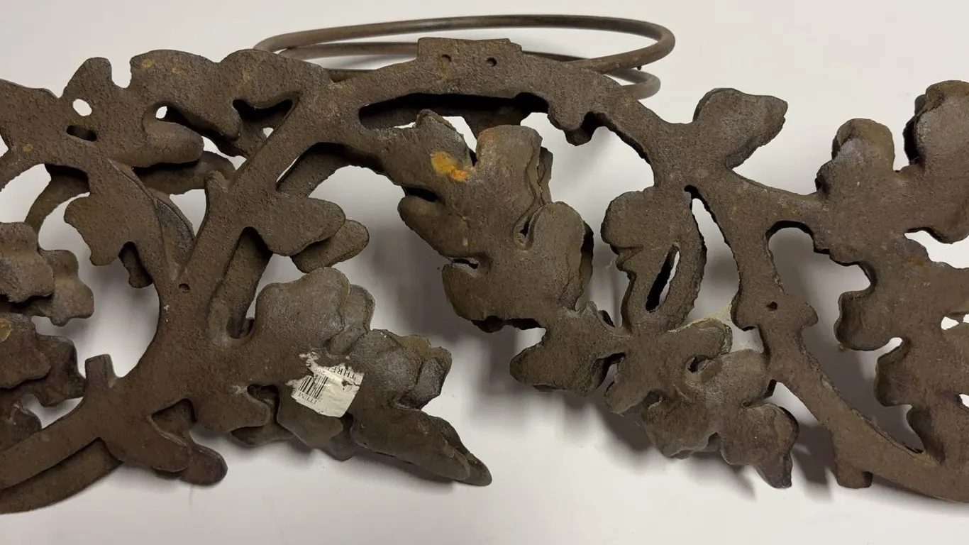 Pair of Vintage Cast Iron Wall Hanging Planter Holder