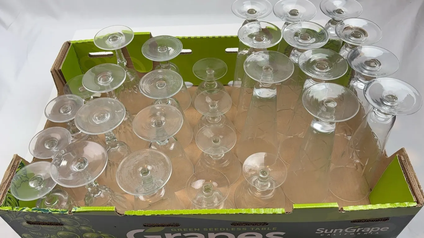 Large Collection of Stemware, Wine Glasses & Crystal Glassware