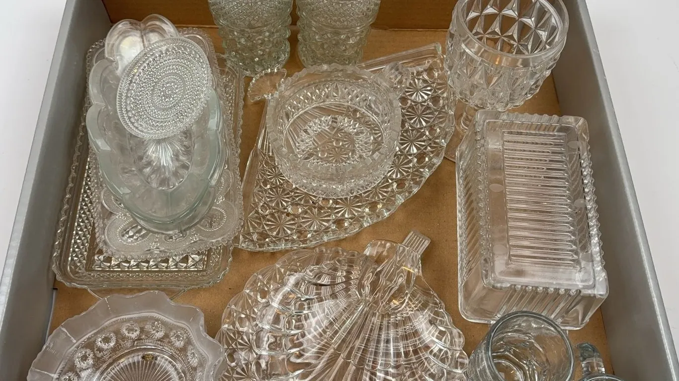 Pressed Glass Serving Pieces & Vintage Glassware Collection