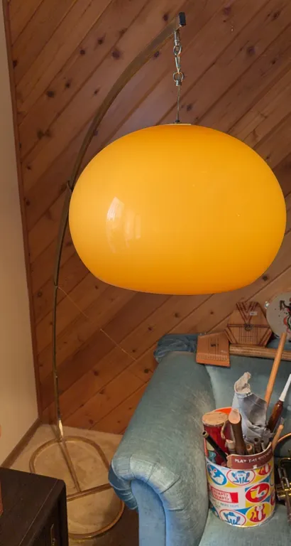 Mid-Century Modern Arc Floor Lamp with Acrylic Globe Shade